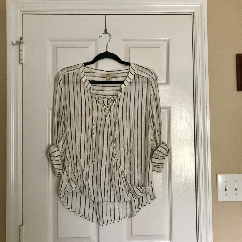 Vintage America Boho / Nautical Long Sleeve Blouse